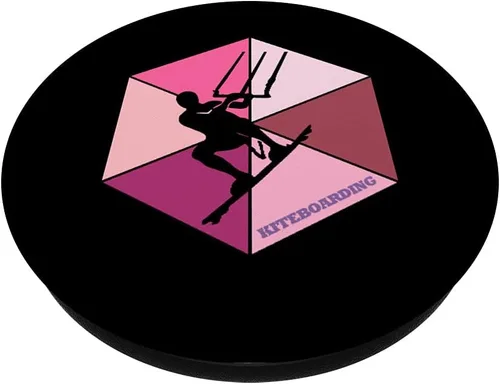 Vista 2 de Retro Kitesurf Kiteboarding I Kite Flying Windsurfer PopSockets Swappable PopGrip