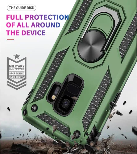 Vista 2 de Funda para Samsung Galaxy S9, Galaxy S9, [grado militar de 16 pies a prueba de caídas], anillo a prueba de golpes para Samsung Galaxy S9, verde