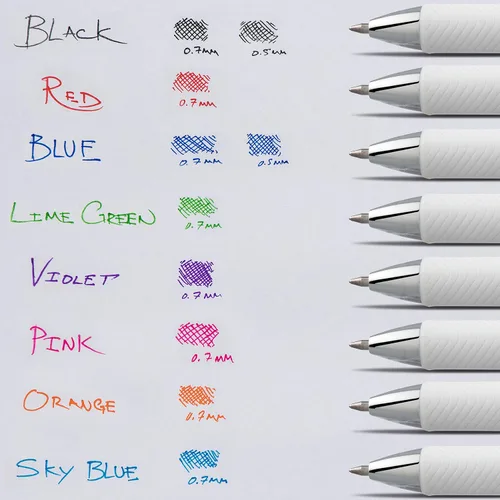 Vista 8 de Pentel EnerGel Pearl RTX - Bolígrafo de gel (0.020 in), línea fina, punta de aguja, tinta negra, caja de 12 unidades (BLN75PW-A)