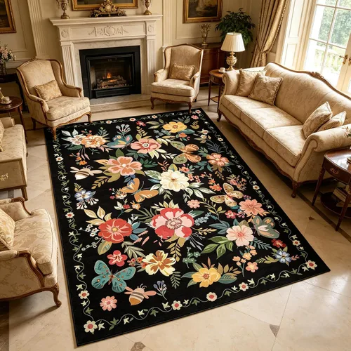 Vista 20 de UKELER Tapete antideslizante para puerta, alfombras de acento modernas para entrada, estilo romántico campestre americano, alfombras de algodón