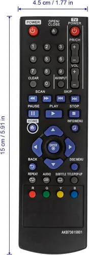 Vista 4 de AKB73615801 - Control remoto de repuesto para LG Blu-Ray DVD Player BP125 BD220 BD630 BP125N BP135W-N BP200 BP220 BP320N BP120N BP120N BP320N BP320N