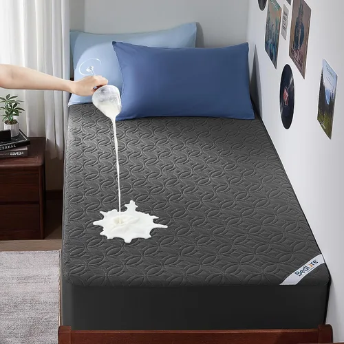 Vista 22 de BEDLORE Protector de colchón impermeable, protector de colchón de tamaño individual con bolsillo profundo de 6 a 15 pulgadas de profundidad, suave