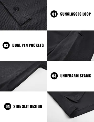 Vista 6 de MAGNIVIT Camisas Polo para Hombre de Manga Larga, de Secado Rápido, Rendimiento Militar, Táctico, para Combate del Ejército