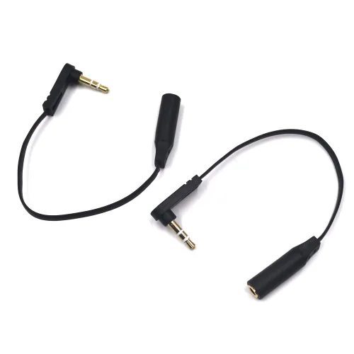 Vista 5 de Cable plano de audio de extensión TRS Jack de 5.9 in 1/8 de pulgada y 0.138 in, paquete de 2, ángulo de 90 grados de 0.138 in, enchufe estéreo de 3