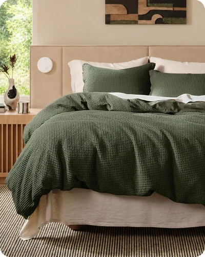 Vista 10 de Bedsure Funda de edredón de 100% algodón tamaño individual, tejido gofre, color blanco coco, GentleSoft y transpirable, juego de cama para regalo, 2