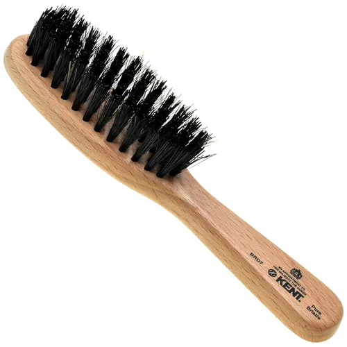 Vista 12 de Kent Cepillo de pelo militar ovalado para hombre, cerdas de jabalí negro 100% naturales para el cuidado del cabello, bigote y barba, cepillo