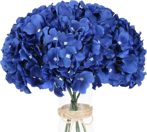 Vista 8 de LuLuHouse - Cabezas de hortensias de seda con tallos artificiales a granel de flores para manualidades, centro de mesa de boda, decoración
