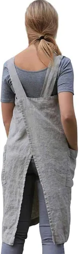 Vista 3 de Delantal japonés de algodón con bolsillos, delantales de talla extragrande para mujer