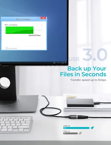 Vista 3 de AINOPE - Pack de 2 cables de extensión USB de alta velocidad USB 3.0, tipo A, macho a hembra. Cable de extensión de material trenzado resistente