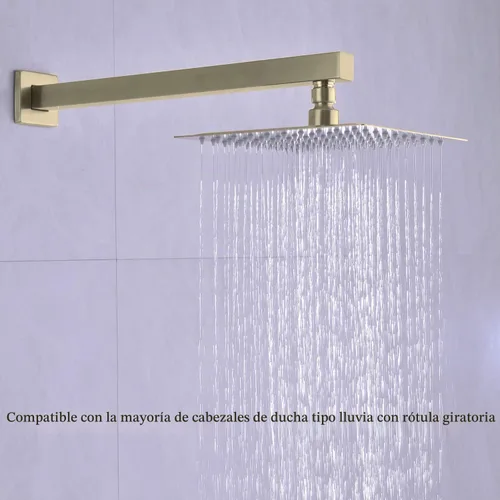 Vista 3 de TRUSTMI Brazo de ducha cuadrado de 16 pulgadas, oro cepillado, extensión