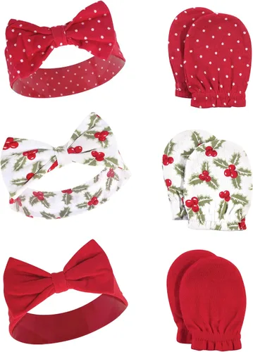 Vista 105 de Hudson Baby Conjunto de diadema de algodón y manoplas para rascar para bebé