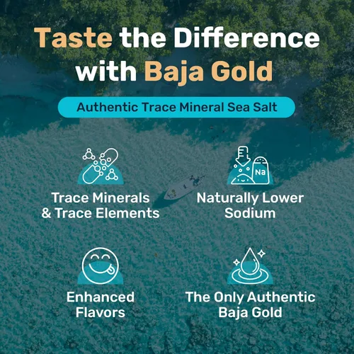 Vista 3 de Baja Gold Sal Marina Mineral - Recomendada por Gary Brecka - Sal de Grano Natural Orgánica para Cocinar y Hornear Auténtica Sal de Baja Ideal