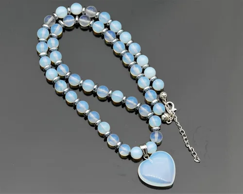 Vista 86 de Colgante de corazón de aventurina natural, Collar de cuentas de aventurina genuina, Collar de piedra verde, Collar de piedras preciosas, Cuentas