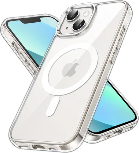 Vista 24 de JETech Funda magnética para iPhone 13 de 6.1 pulgadas, compatible con carga inalámbrica MagSafe, a prueba de golpes, parte trasera transparente