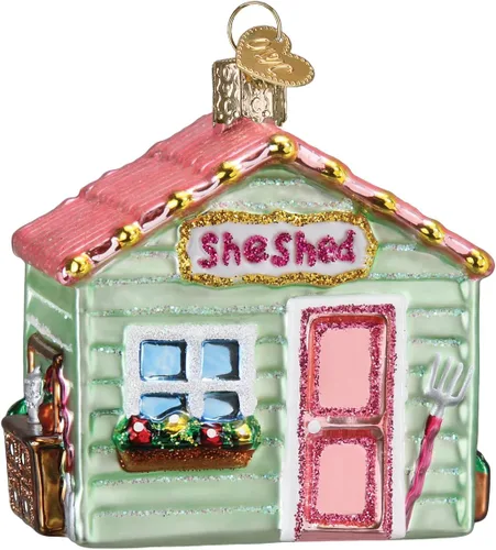 Vista 19 de Old World Christmas - Adorno de semillas de jardín con diseño de paleta, de vidrio soplado para árbol de Navidad, decoración festiva hecha a mano