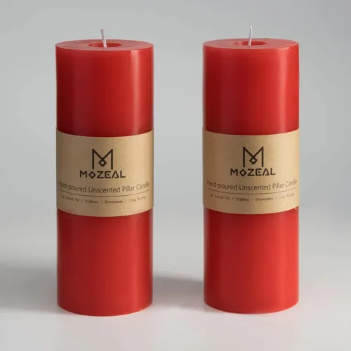 Vista 149 de MOZEAL Juego de 3 velas sin perfume vertidas a mano de 3 x 6 pulgadas, velas tipo pilar sin goteo, combustión de larga duración, aproximadamente 120