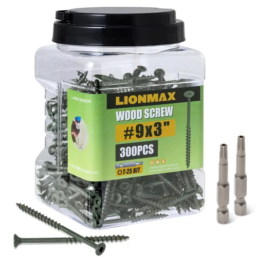 Vista 16 de LIONMAX Tornillos de cubierta de 2-1/2 pulgadas, tornillos para madera #9 x 2-1/2 pulgadas, 50 unidades, resistentes a la corrosión, revestimiento