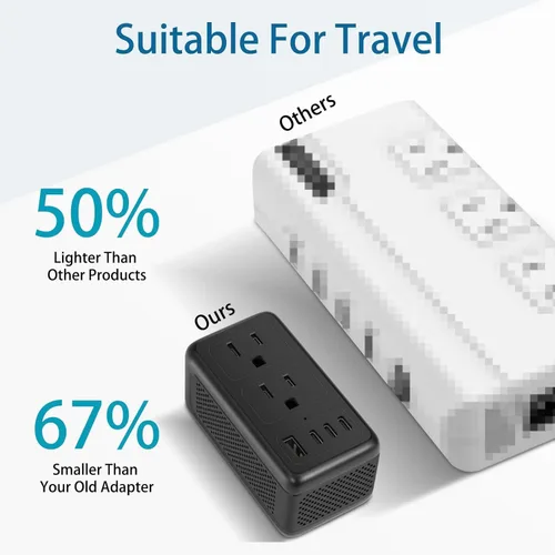 Vista 4 de Convertidor de voltaje actualizado de 2000 W, 220 V a 110 V de EE. UU. a Europa, adaptador de convertidor de corriente combinado para secador