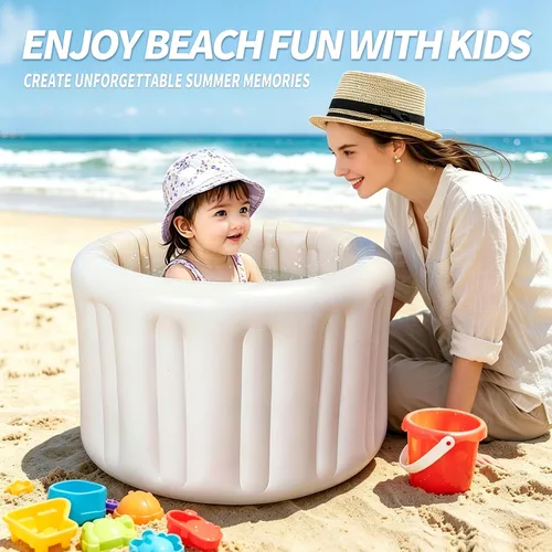 Vista 2 de Bañera inflable portátil para bebés de 6 meses en adelante, piscina plegable para bebés con base antideslizante y asiento de apoyo suave, ideal