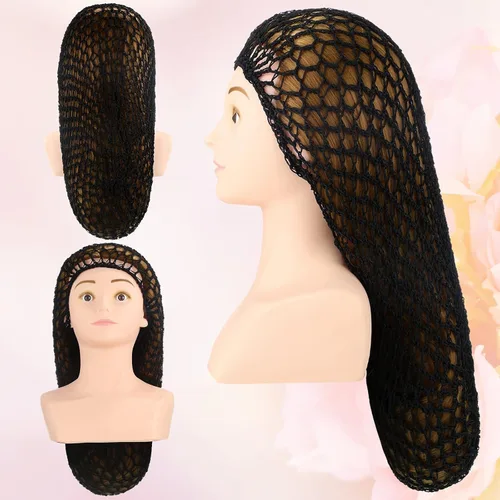 Vista 7 de Waydress 3 piezas de malla de ganchillo para el pelo de rayón de punto de redecilla de 20 pulgadas, gorro de dormir de ganchillo para mujer, pelo