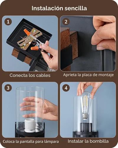 Vista 3 de EDISHINE Juego de apliques de pared de 2, accesorios de iluminación de tocador de estilo granja para baño, lámpara de montaje en pared rústica