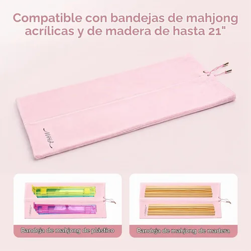 Vista 4 de Velvet Mahjong - Bolsa de almacenamiento con 2 compartimentos para estantes Rosa