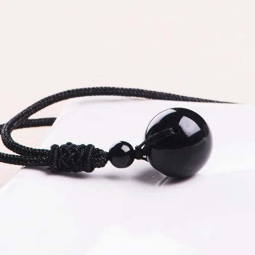 Vista 47 de iSTONE Collar unisex con dije de cuentas redondas auténticas, cadena de cuerda negra de 24 pulgadas para hombres y mujeres