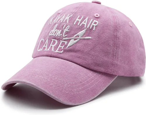 Vista 2 de Gorra de béisbol ajustable lavada con diseño de Kayak Hair Don't Care para mujer