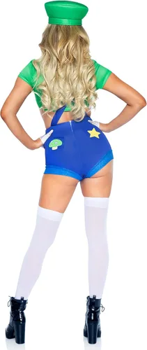 Vista 2 de Leg Avenue Womens 3 Pc Sexy Gamer Babe Costume with Crop Top Suspender Shorts Hat