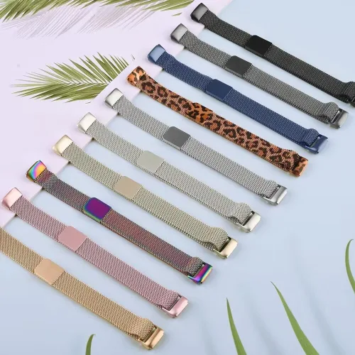 Vista 7 de Correa de metal compatible con Fitbit Inspire 3 e Inspire 2, correa de malla de acero inoxidable transpirable, correa de repuesto magnética