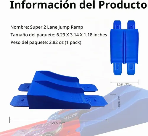 Vista 4 de Conector de rampa de salto de doble vía - 1 unidad, compatible con Hot Wheels Track