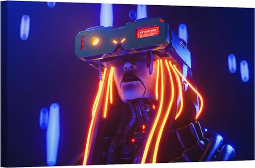 Vista 23 de LSIUHWUWI Future City Concept - Cuadro decorativo moderno para pared, impresión sobre lienzo Cyberpunk City Neon Streetview por la noche