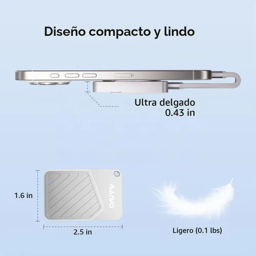 Vista 6 de MAIWO Carcasa magnética 2230 2242 M.2 NVMe SSD USB3.2 GEN2, carcasa externa de lector de unidad de estado sólido para iPhone 17 16 15 Pro Max