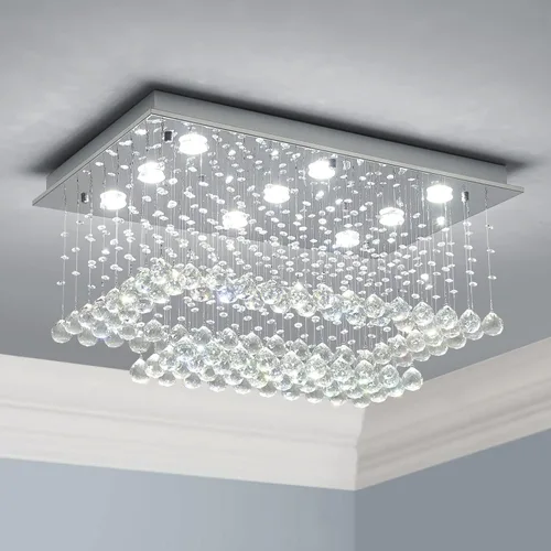 Vista 10 de Saint Mossi - Lámpara moderna de 6 luces, lámpara de araña de cristal, lámpara de techo moderna de montaje empotrado, lámpara de techo
