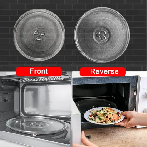 Vista 5 de Plato giratorio transparente de vidrio para microondas, placa de vidrio para microondas con acoplador y anillo giratorio de microondas, bandeja