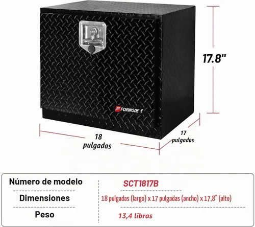 Vista 2 de FORWODE Caja de herramientas de 18 Pulgadas para Carrocería de Camión, de Aluminio, para Camión con Remolque, Caja de Herramientas para Camioneta