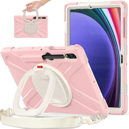 Vista 19 de Funda de rotación 360 para Galaxy S8 Ultra de 14.6 pulgadas, funda resistente con anillo giratorio, correa de transporte para hombro, correa de Negro
