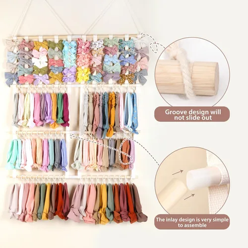 Vista 3 de POVETIRE Soporte para diadema organizador de lazos para el cabello para niñas, diademas de bebé, accesorios para el cabello, organizador