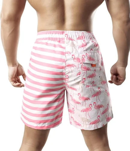 Vista 4 de Traje de baño para hombre, de secado rápido, con forro de malla, pantalones cortos de playa