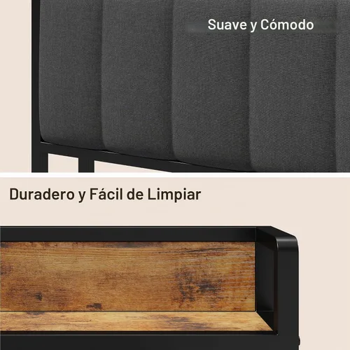 Vista 7 de Gizoon Base de cama individual con cabecero y estribo, cama de plataforma de metal