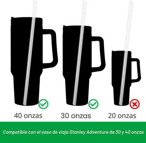 Vista 3 de Popote de repuesto compatible con vaso Stanley de 40 onzas y 30 onzas, paquete de 6 popotes reutilizables para vaso Stanley de 40 onzas con asa