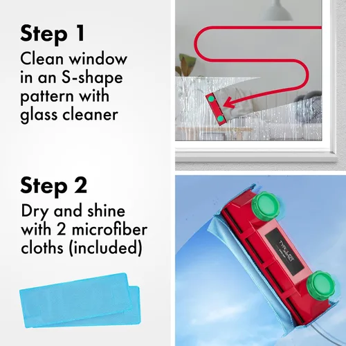 Vista 4 de Tyroler - Herramienta de limpieza magnética de ventanas La herramienta de limpieza de ventanas de doble cara Glider D4 se adapta a ventanas de 0.1