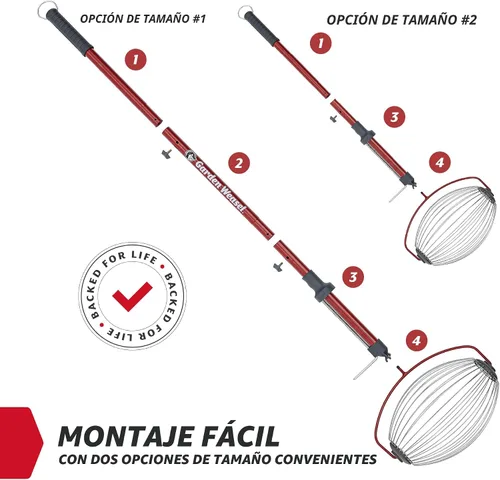Vista 3 de GARDEN WEASEL - Rodillo recolector de frutos secos grande para nueces, pelotas de tenis, manzanas Steel cage collector tool with ergonomic handle.