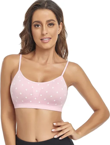 Vista 4 de Litthing Bralettes Padded Cami Strap Bra, Seamless Sports Bra, Wireless Comfort Lightly T-Shirt Bra