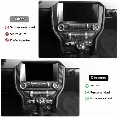 Vista 2 de Linakip Moldura de Panel de Consola Central Compatible con Ford Mustang GT 2015 2016 2017 2018 2019 2020 2021 2022 2023, Moldura de Panel de Aire