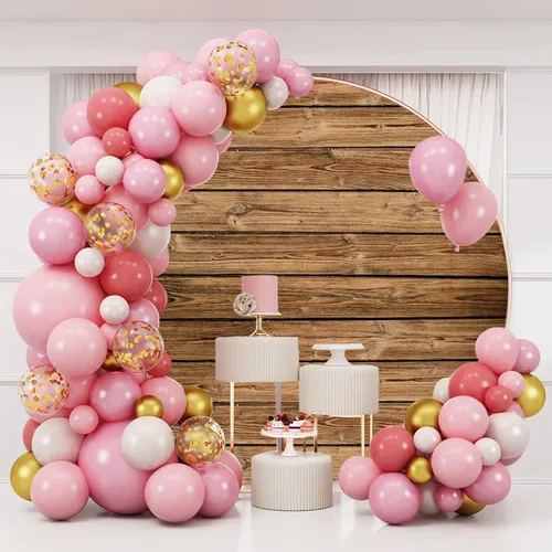 Vista 3 de Telón de fondo redondo de madera de 6 pies, fondo de pared de madera rústica, fondo de pared de madera marrón, baby shower, cumpleaños, boda