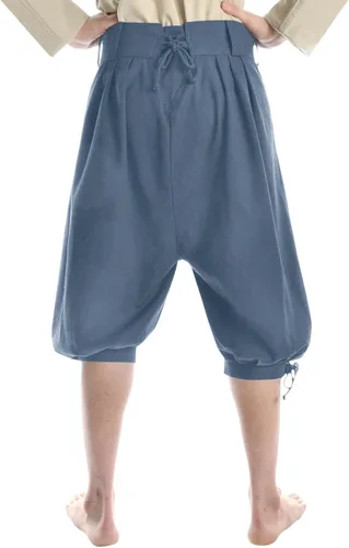 Vista 4 de Gafeng Pantalones piratas medievales para hombre, disfraz de caballero vikingo renacentista, con cordones, pantalones cortos LARP para Halloween