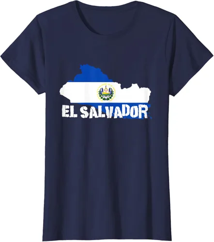 Vista 35 de Camiseta con la bandera de El Salvador, mapa de El Salvador, camiseta de Salvador para mujer, Negro