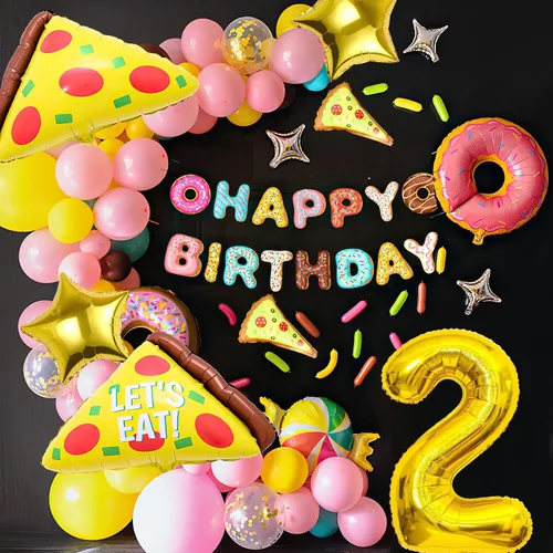 Vista 5 de 7 globos de pizza, número de cumpleaños de pizza, globos de aluminio de Mylar para pizza, suministros de fiesta, decoraciones de cumpleaños