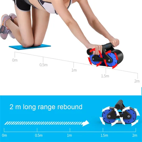 Vista 3 de Springback Wheels - Rodillo para ejercitador abdominal azul silencioso, equipo de fitness para gimnasio en casa, entrenamiento de fuerza de núcleo